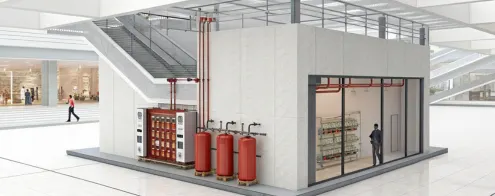 Fire Suppression System for Shopping Malls in Clean Agent Fire Suppression Best for: Server rooms, CCTV hubs, billing/data centers • Uses FM-200 or Novec 1230 for residue-free protection • Safe for electronics and continuous operation zones • Meets retail fire suppression system installation safety needs